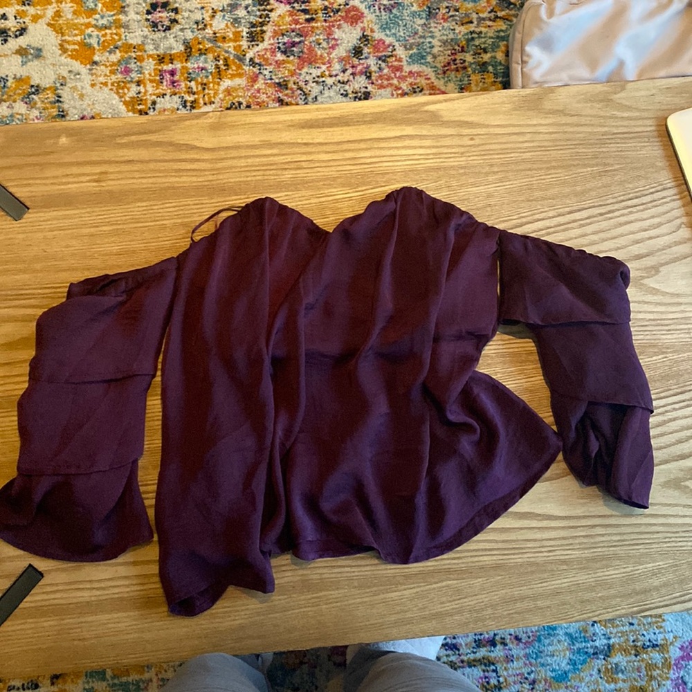 Strapless burgundy blouse